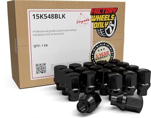 Wheel Accessories Parts 20 Pcs M14x1.5 Thread ET OEM Style Lug Nuts 1.77" Long Black 7/8" 22mm Hex Fits RAM 1500 Jeep Grand Cherokee Wrangler Gladiator (for use with Wheel Spacers) 20 Pack Factory Style ET