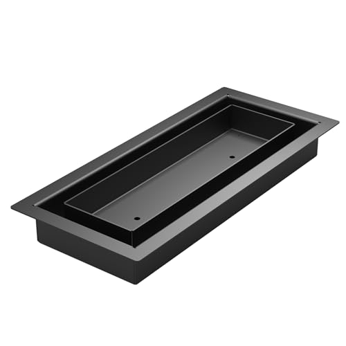 4X12 Flooring Vent Cover - 12X4 Floor Register, Modern Drop-in Design, Heavy-Duty Metal, Fits Tile, Wood, and Other Flooring Inserts, Easy Air-Flow Adjustment, Black, Made in North America