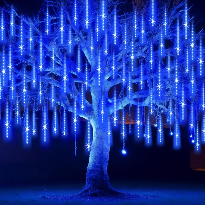Christmas Lights Outdoor 16 Inch Meteor Shower Rain String Lighting, 20 Tube 960 LEDs Icicle Tree String Decor for Halloween Yard Party Patio Xmas Decoration,Blue Shine Blue 16 IN 20 Tube
