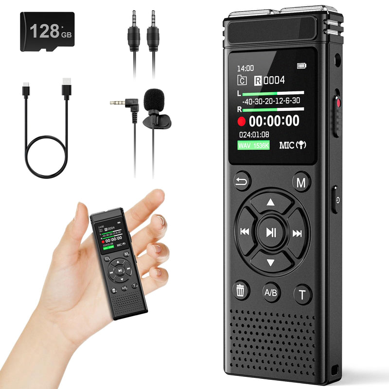 136GB Digital Voice Recorder with Playback,9000 Hours Audio Recording Device,Voice Activated Recorder with Noise Reduction,A-B Repeat,Mp3 Player and Password for Lectures Meeting/Classes/Interviews 136GB