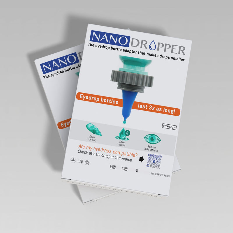 NANODROPPER SIZE 15 Adaptor 2-Pack for Eyedrop Bottles - Volume Reducing Adaptor to Extend Bottle Life Size 15 (Pack of 2)