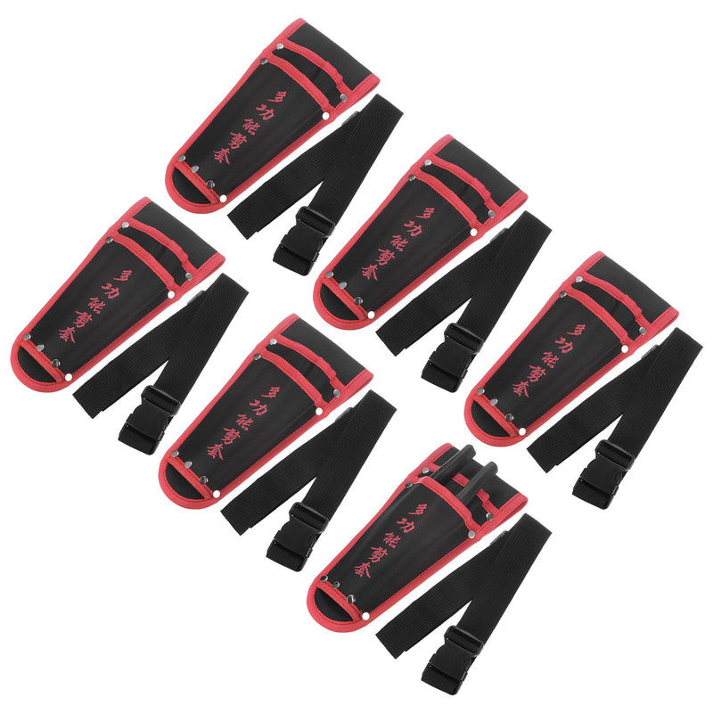 6-Pack Garden Pruner Sheath, Portable Non-Slip Canvas Pruning Shears Sheath Plier Holder W Belt, Garden Scissors Case for Hand Pruner/Garden Shears/Clippers [Red-Black] 6