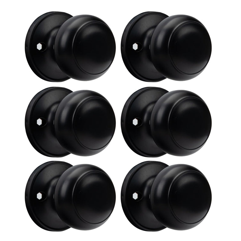Haidms 3 Pack Black Dummy Door Knobs, Half Matte Black No-Turning Dummy Closet Doors Single-Sided Door Locks (6 Pieces/3 Pairs)