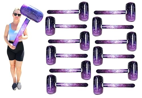 Zugar Land Galaxy Print Mallet (37 Inch) (12 Pack) Vinyl Inflatable Hammer for Pools and Beach Parties Science Themed (12 Pack) 12 Pack