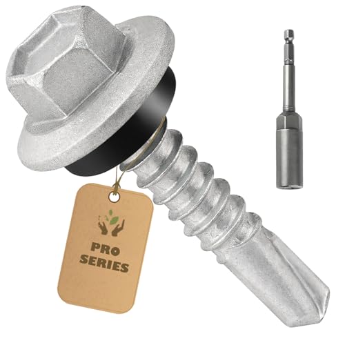 200pcs #12 X 1” Roofing Screws, Self-Tapping Screws for Metal, Hex Head #12 X 1”-200 200