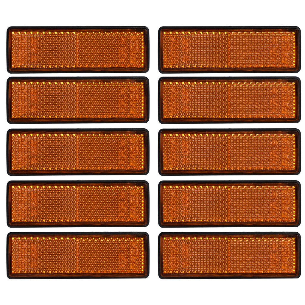 10 Pack Yellow Self Adhesive Rectangle Reflectors, ADR Approval Road Safety Stick-on Rear Reflectors for Trailer Caravan Truck Lorry or Agricultural Machines