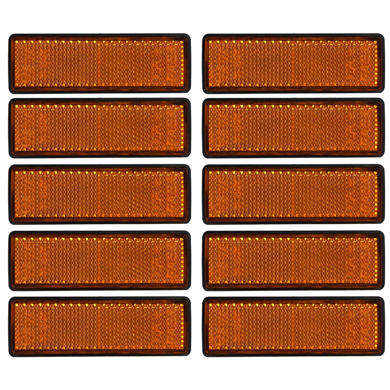 10 Pack Yellow Self Adhesive Rectangle Reflectors, ADR Approval Road Safety Stick-on Rear Reflectors for Trailer Caravan Truck Lorry or Agricultural Machines