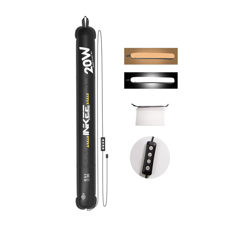 INKEE Inflatable LED Tube Light GCA20U,20W USB BI-Color Temperature Tube Lights with 2700K,4000K,5600K and 6500K 320 Full-Spectrum Lamp Beads CRI 95+ Photography Light Stick
