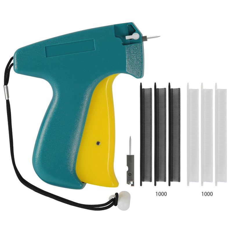 Stitch Gun For Clothes, Easy Sewing Kit for Adults with 2 Needle, 1000 White &1000 Black Fasteners, Tagging Gun, Green Green&Yellow