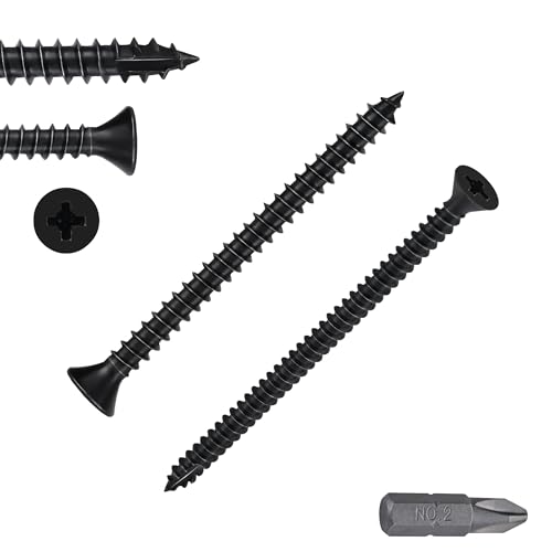 300 Pcs Wood Screws #9 X 2-1/4" Flat Head Phillips Screws Coarse Thread Self Tapping Screws, Matte Black #9 X 2-1/4"