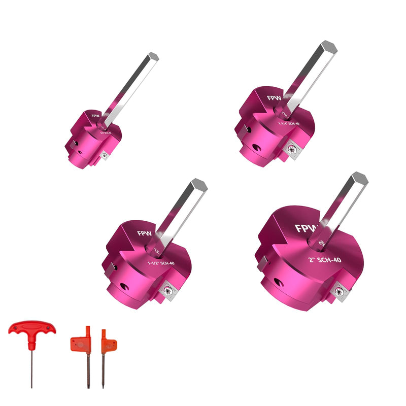 Original Design Patent Triple Inserts 4 Pcs PVC Pipe Reamer Kit, PVC Fitting Saver, Pipe Tools Contains 3/4", 1", 1-1/2", 2" and 2 Replacement Carbide Inserts for Schedule 40 0.75+1+1.5+2 Inch