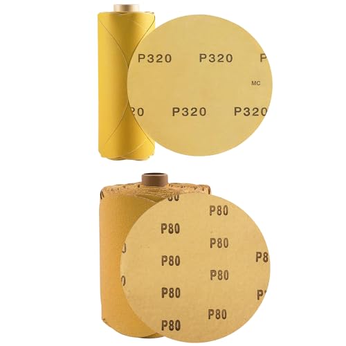 300 PCS 6 Inch PSA Sanding Discs 80 and 320 Assorted Grit Sticky-Back Sandpaper Roll Adhesive Backed Sandpaper for DA Sander Self Stick Automotive Sandpaper