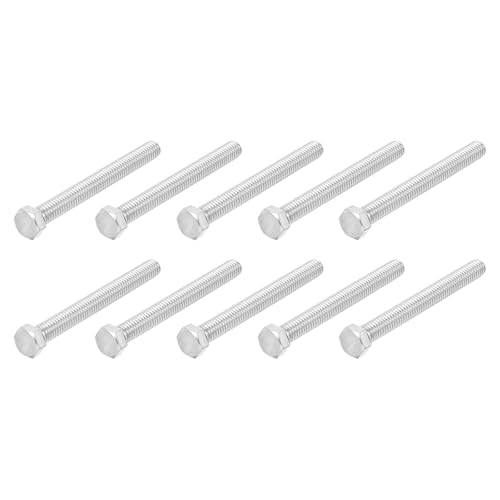 METALLIXITY Hex Head Screw Bolt (7/16-14x4) 20Pcs, 316 Stainless Steel, Fully Threaded, External Hex Drive, Bright Finish - for Repair, Silver 7/16-14x4" 20