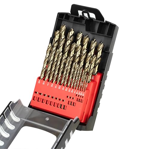 29-Piece Cobalt Drill Bit Set Heavy-Duty Drill Bits for Steel, Hard Metal, Cast Iron (29pcs) Various Sizes (29-Piece Set)