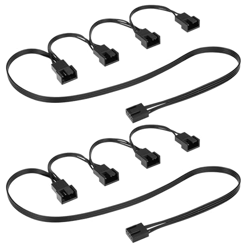 Ancable 2pcs PWM Fan Splitter Cable 1x4 Pin to 4x4 Pin Male Extension Cable for CPU, Case and Motherboard