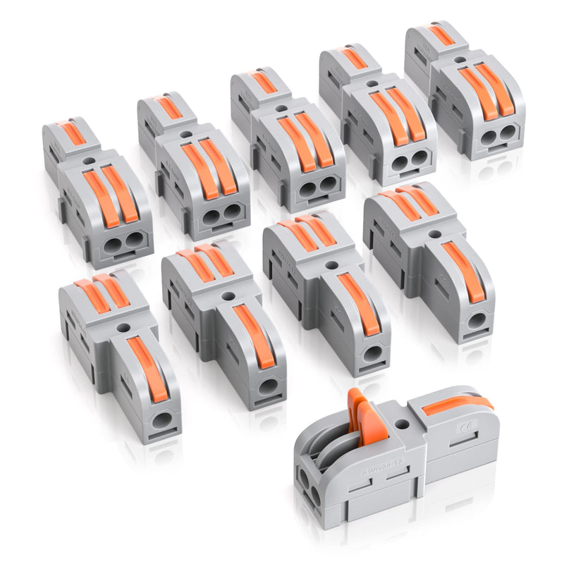 Connection Clamp, 10 Pieces, 1 in 2 Out Connection Clamp, with Lever, Cable Connector with 0.2-4 mm² Conductor Clamp for DIY Projects