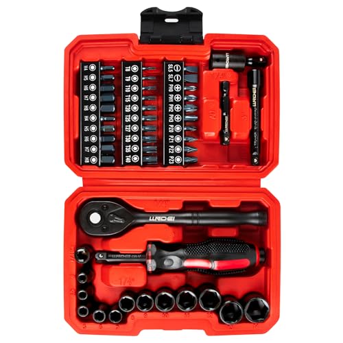 LLNDEI 48 Piece 1/4" Mini Socket Ratchet Wrench Set, Metric Shallow(4-14mm) 48pcs