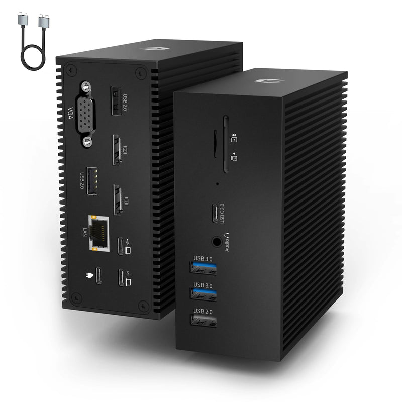 OOTDAY Docking Station Dual Monitor for MacBook Pro/Air, 16 in 2 Triple Display USB C Docking Station with 2 HDMI 4K, VGA, PD 100W, USB-C 3.0, 5USB A, Compatible for macOS Windows Thunderbolt 3 USB C Black