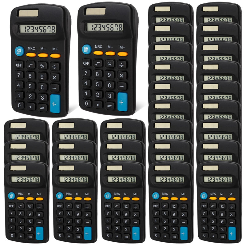 24 Pack Pocket Calculator,Mini Calculators,Pocket Size Basic Calculators,Solar Battery Dual Power Desktop Calculators,8 Digit Display Basic Calculator for Students Kids Home Office(Black) Black, 24 pcs