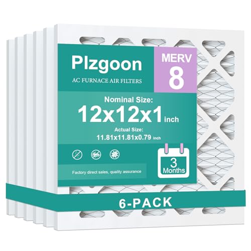 12x12x1 Air Filter MERV 8 Pleated, 6-Pack for AC & Furnace, MPR 600 12x12x1-6Pcs