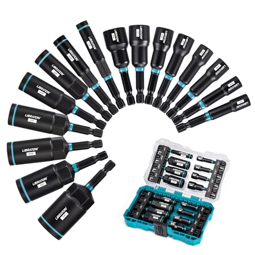 LIBRATON Magnetic Nut Driver Set, 16PCs Impact Driver Bit Set, SAE
