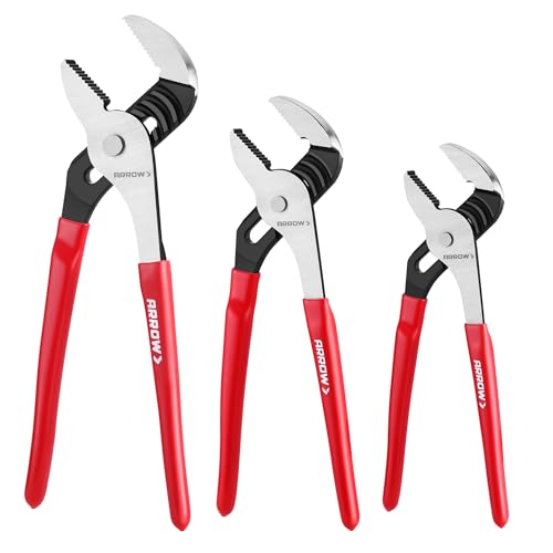 ARROW 3-Piece Groove Joint Pliers Set for Plumbing Repair, Home Maintenance 3PCS (8", 10", 12")