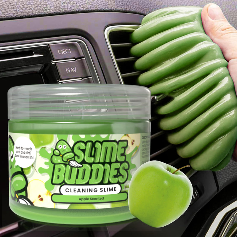 Slime Buddies Cleaning Gel | Apple Scented | Car Interior, Cup Holder, & Keyboard Detailing Tool | Reusable Slime | Putty for Loose Dust & Dirt