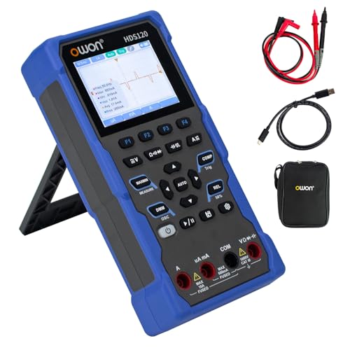 OWON HDS120 Oscilloscope 2 in 1 1MHz Handheld Multi Functional Oscilloscope Multimeters, 20000 Counts Digital multimeter 2.8 inch IPS screen Display Universal Test Instrument (oscilloscope+multimeter)