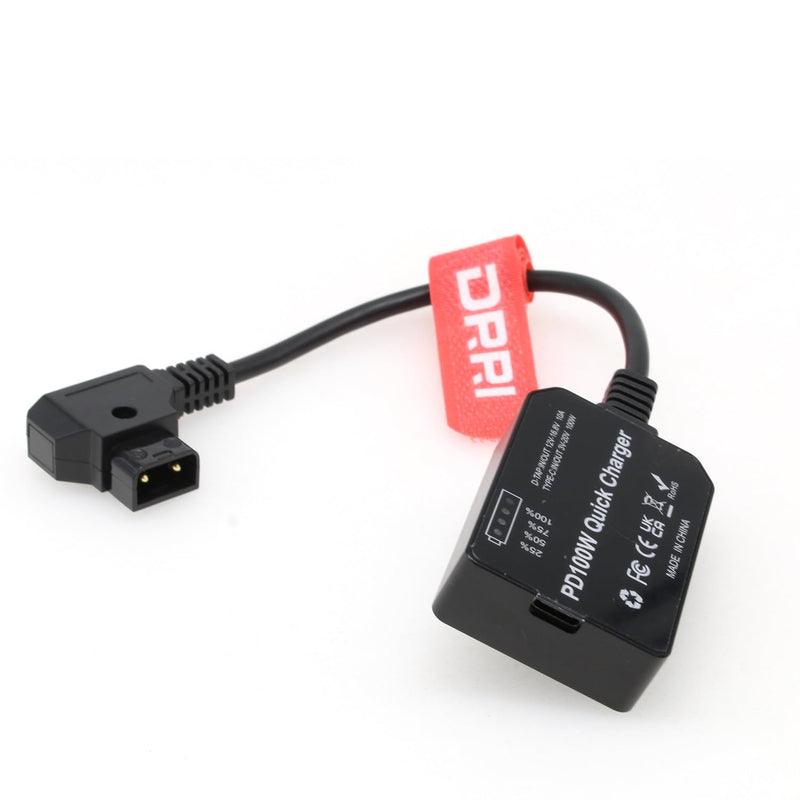 DRRI D-Tap to USB-C PD 3.0 Bi-Directional Charging Adapter 100W Quick Charger for V Mount Gold Mount Battery Sony A7Siii FX3 Camera Smartphone Laptop