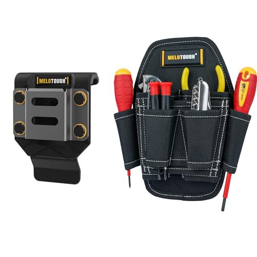 MELOTOUGH Drill Holder for Tool Belt,Drill Belt Clip,Drill Holster + Small Tool Pouch with Belt Clip,Small Tool Holder Pouch