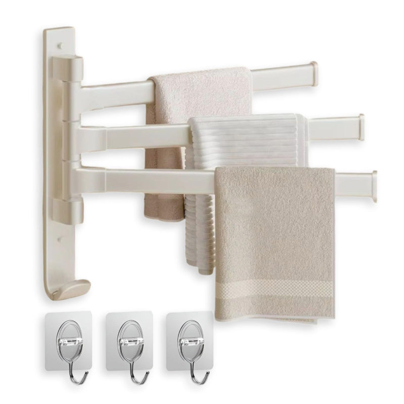 Krisme Home 3-Tier Free Standing Towel Rack for Bathroom, Pool, or RV - Movable & Sturdy Blanket Ladder - Clothes Drying Rack & Towel Holder for Bathroom Storage, Display & Home Decor - White