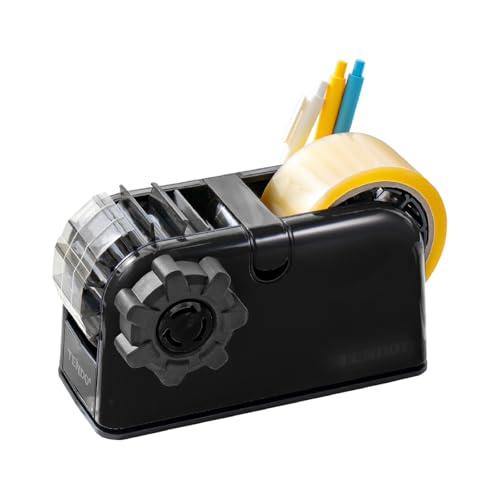 [TENDO°] TENDO Multi-Section Tape Dispenser, Custom Width Tape Cutter with 4 Cutting Sections, Built-in Safety Blade, Ergonomic Grip for Packing and Office Use, ZO-508(Black) Black
