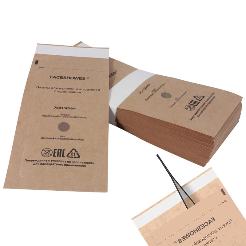 WeddHuis Sterilisation Bags Pack of 50 Self Sealing for Cosmetics and Nail Tools (75 x 150 mm)