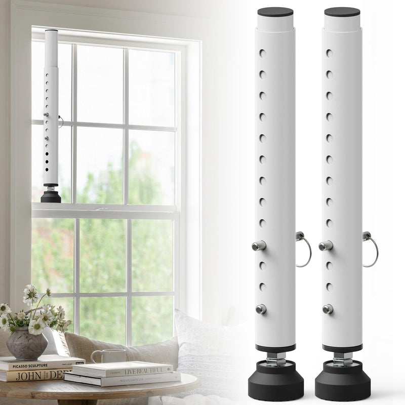 2 Pack Small Window Security Bars Adjustable 11"-18", Short Sliding Window Lock Bar for Small Windows, Child Safety & Anti-Theft Window Bar with Rubber Base for Bathroom & Basement Windows - White White - 2 Pack