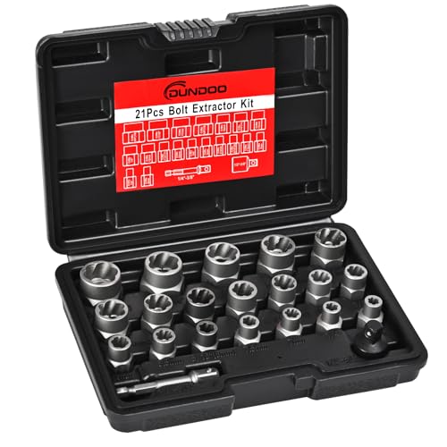 Bolt Extractor Set, 21PCS Easy Out Bolt Extractor Kit, 3/8" Drive Impact Stripped Bolt Remover Extractor Socket Set Tool for Rusted, Rounded, Damaged Nuts