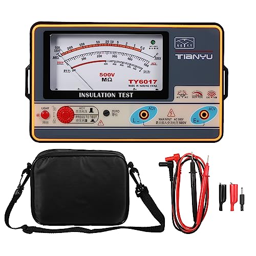 Insulation Meter, Digital Ohmmeter Handheld 500V Voltage Tester for Electrical Equipment Testing with AC Voltage Measurement and Wide Range up to 1000MΩ