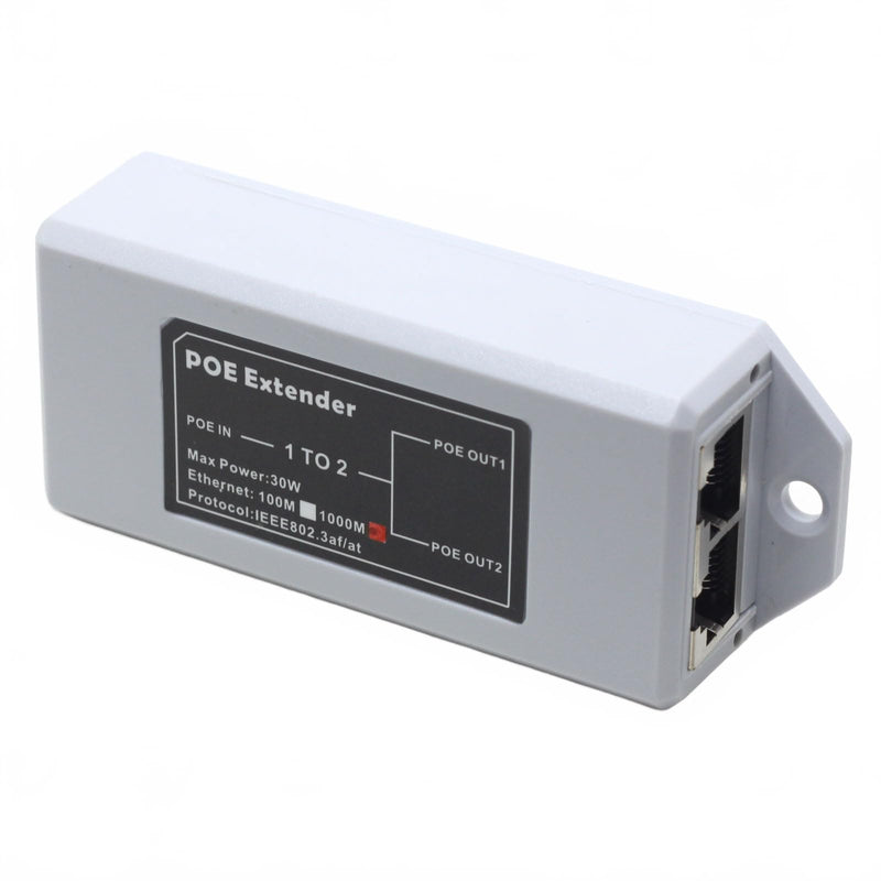 2-Port Outdoor Gigabit PoE Passthrough Switch PoE Extender 1 in 2 Out Cascade Repeater