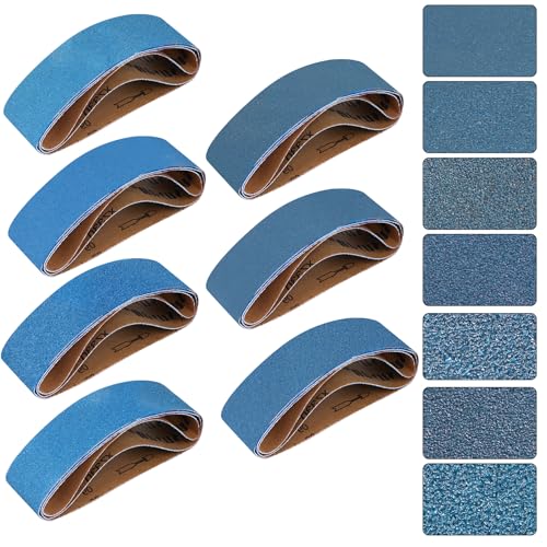 3x21 Inch Sanding Belts, 21 Pcs 7 Grits Sizes (3 Each Of 40/60/80/120/150/240/400 Grits) Zirconia Belt Sander Paper for Woodworking Metal Paint Polishing, Stainless Steel, Cars, And Furniture 1
