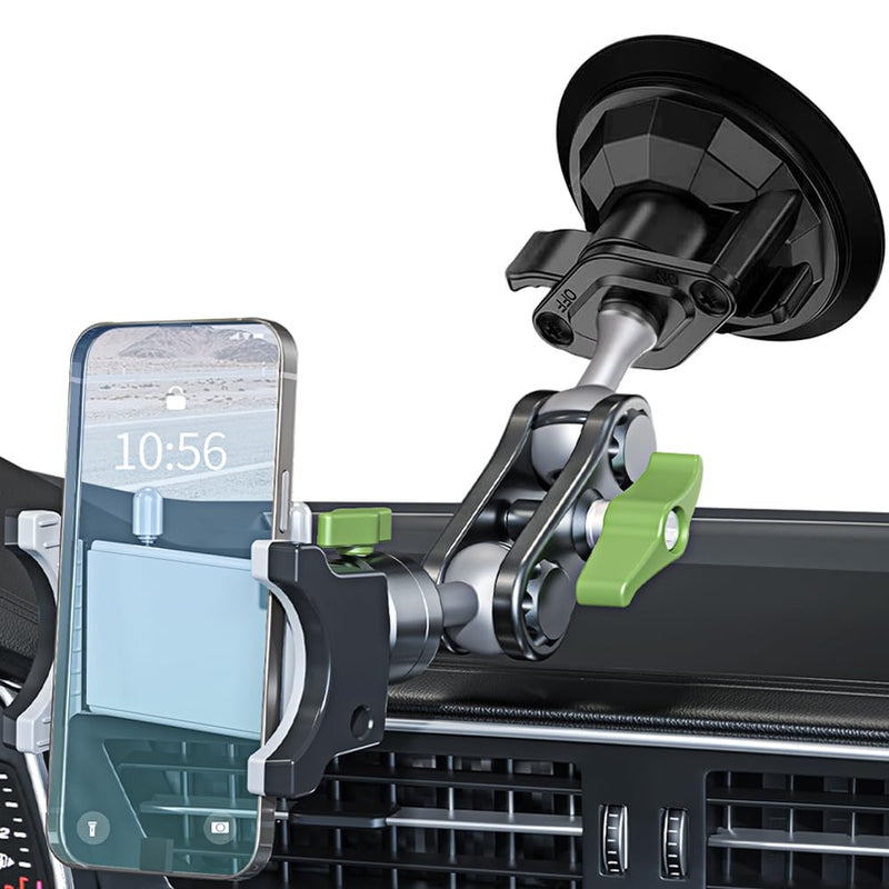 Suction Cup Phone Mount, Ultra-Stable Phone Holder for Vlog Shooting, 360 Rotation for Windshield, Roof Glass, Car Window, Fit for All Smartphones