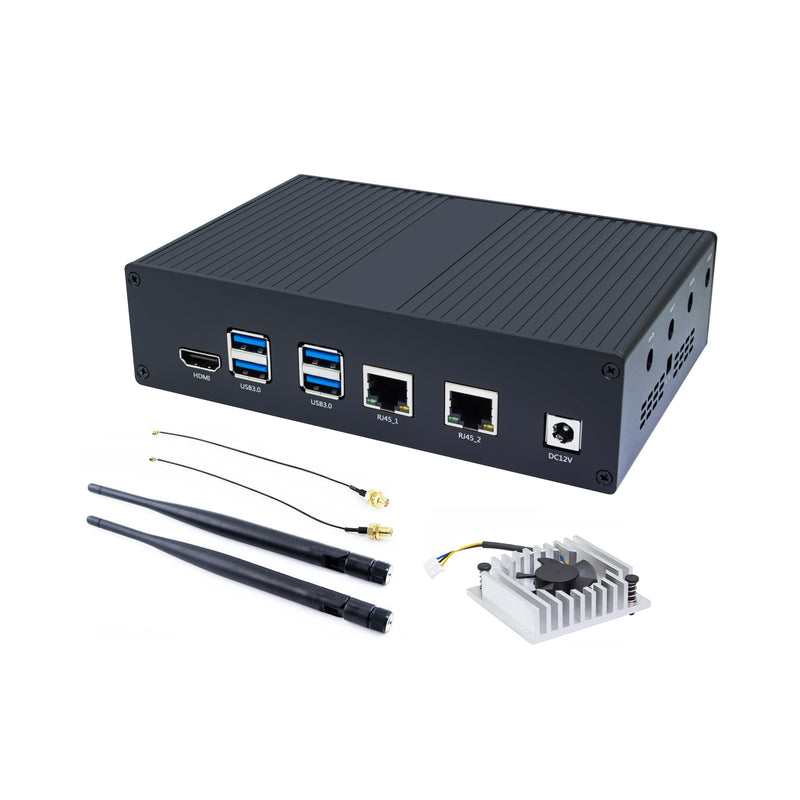 WayPonDEV Black Metal Case for Banana Pi BPI-F3 RISC-V K1 Chip SBC, Metal Heat Shell for Banana Pi BPI-F3 8 Core RISCV Single Board Computer, with Cooling Fan and Antennas (Black Metal Case)