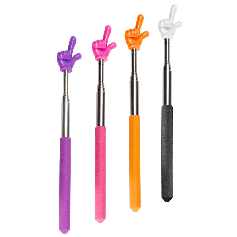 4 Pieces Telescopic Finger Pointer Stick, Teacher Pointer Stick for Classroom, Retractable Teaching Aids, Hand Reading Pointer, Extendable Pointing Stick for Whiteboard Office Presentation, B
