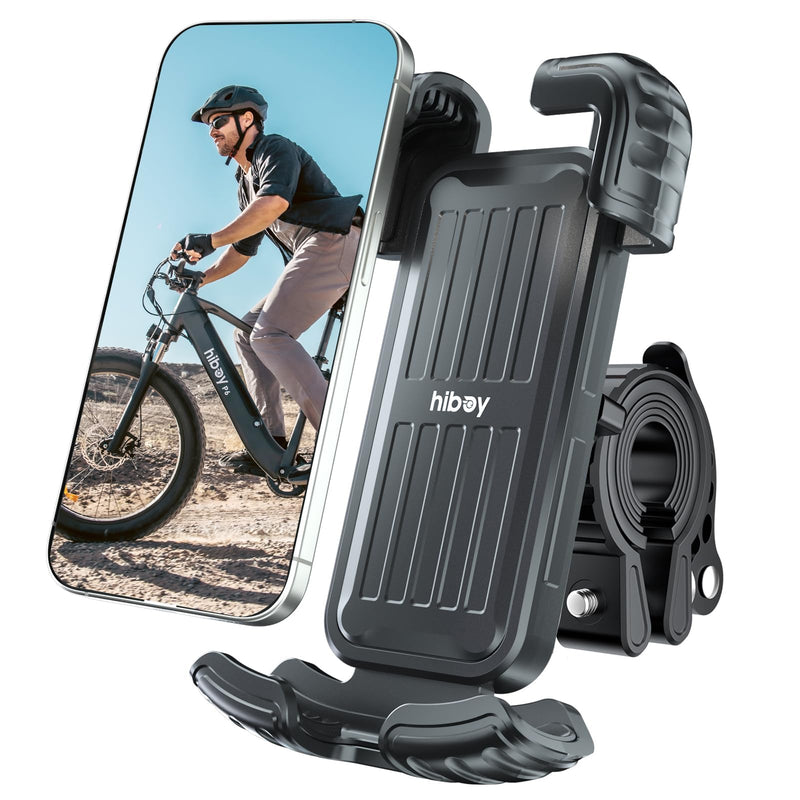 Hiboy Bike Phone Holder, 360° Rotatable Universal Motorcycle Phone Mount, Wrap Anti Shake Bicycle Scooter Handlebar Phone Clip for 5.1-6.8" Cellphone
