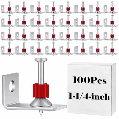 MorningRo 100 Pcs Powder Actuated Drive Pins 1-1/4" 90 Degree Ceiling Clip