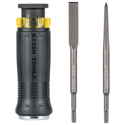 Klein Tools 32753SD SDS Demolition Screwdriver, Flat Chisel and Bull Point Tips, Use with Rotary Hammer Drills and Handheld Pry Bars, 3-Piece 3-Piece Set