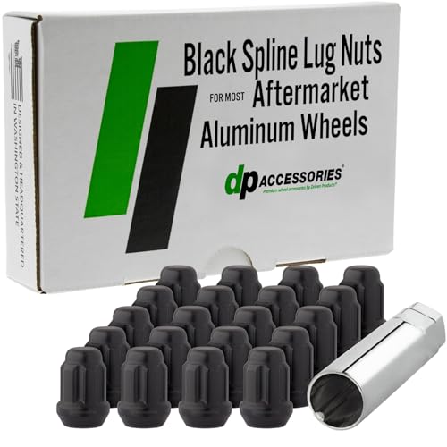 DPAccessories Lug Nuts Compatible with 2022-2025 Ford Maverick | Black Spline Style | Aftermarket Aluminum Wheels Only | Set of 20 Wheel Nuts & 1 Tool | DFOMAV01A-BK/1 2022-2025 Aftermarket Wheels