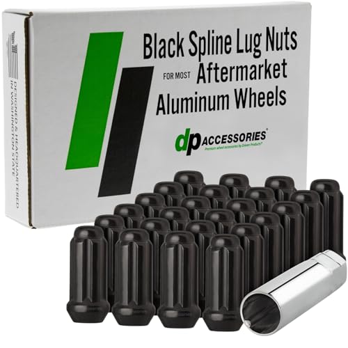 DPAccessories Lug Nuts Compatible with 2022-2026 Toyota Tundra | Black Spline Style | for Aftermarket Aluminum Wheels Only | Set of 24 Wheel Nuts & 1 Tool | DTOTUN03A-BK/1 2022-2026 Aftermarket Wheels