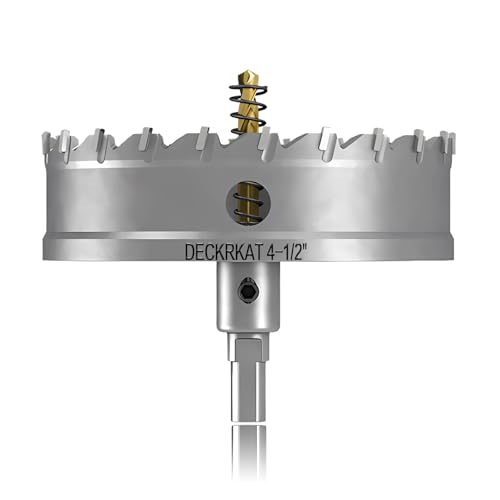 4-1/2" TCT Hole Saw for Hard Metal, Heavy Duty 115mm Tungsten Carbide Tipped Hole Cutter with Spring-Loaded Pilot Drill Bit for Stainless Steel, Metal, Iron, and Plastic. 4-1/2" (115mm)