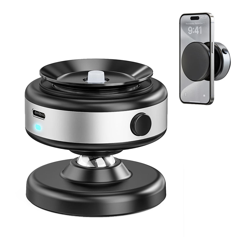 Upgraded 360° Adjustable Electric Vacuum Magnetic Suction Cup Phone Mount, Hands-Free Magnetic Cell Phone Holder for Car/Gym/Mirror/Smooth Surface, Compatible with Magsafe iPhone, Silver