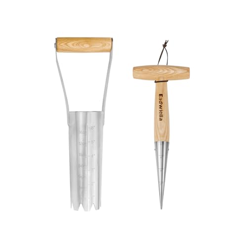 Bulb Planter Tool with 6 Inch Depth Measurment Tulip Bulb for Planting Tulip Daffodils Dahlias Garlics Bulbs Spring Fall Planting Handhold Planting Tool Garden Bulb Transplanter Hole Digger + Dibber w