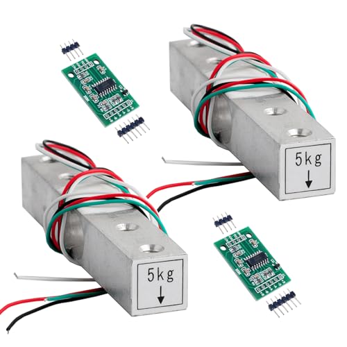 5 kg Digital Load Cell Weight Sensor + HX711 AD Weighing Sensor Module High Precision for Arduino DIY Electronic Portable Kitchen Scale (2 Sets)